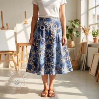 Bavlnená látka TIE DYE EMBROIDERY Elise tape design D