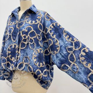 Bavlnená látka TIE DYE EMBROIDERY Elise tape design D