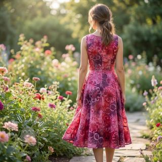 Bavlnená látka TIE DYE EMBROIDERY Elise tape design E