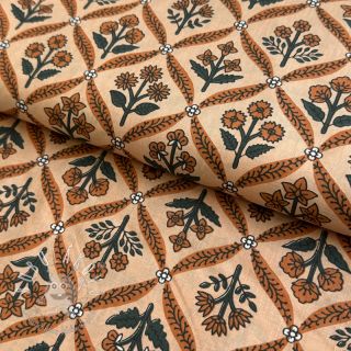 Bavlnená látka HANDCRAFTED BLOCK-PRINTED COTTON
