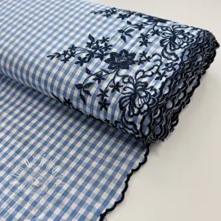 Bavlnená látka CHECKS ONE-SIDE BORDER blue