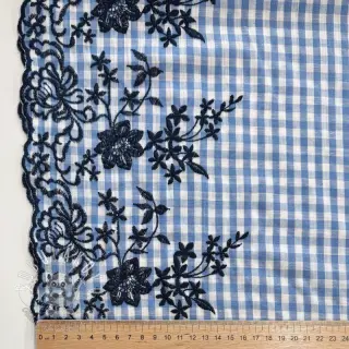 Bavlnená látka CHECKS ONE-SIDE BORDER blue