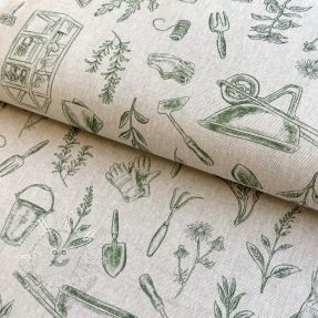 Dekoračná látka Linenlook Garden Plant Tool digital print