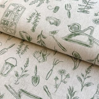 Dekoračná látka Linenlook Garden Plant Tool digital print