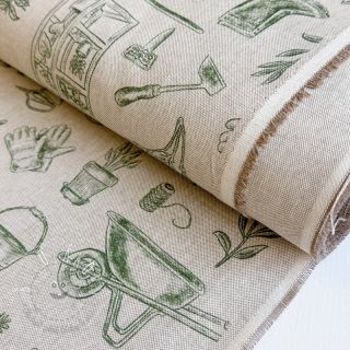 Dekoračná látka Linenlook Garden Plant Tool digital print