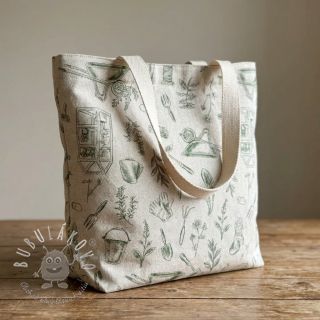 Dekoračná látka Linenlook Garden Plant Tool digital print