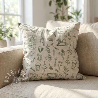 Dekoračná látka Linenlook Garden Plant Tool digital print