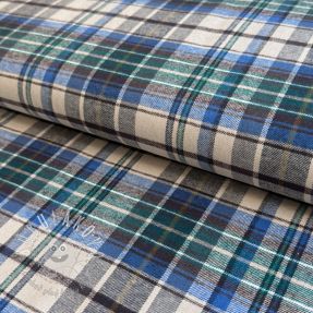 Bavlnená látka YARN DYED CHECK BRUSHED blue