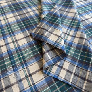 Bavlnená látka YARN DYED CHECK BRUSHED blue