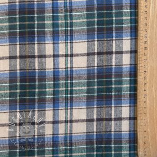 Bavlnená látka YARN DYED CHECK BRUSHED blue