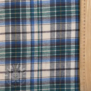 Bavlnená látka YARN DYED CHECK BRUSHED blue