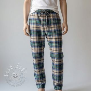 Bavlnená látka YARN DYED CHECK BRUSHED blue