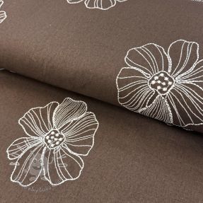 Viskóza s ľanom EMBROIDERY Flower Maya brown