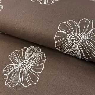 Viskóza s ľanom EMBROIDERY Flower Maya brown