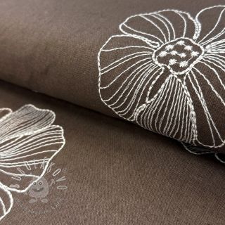 Viskóza s ľanom EMBROIDERY Flower Maya brown