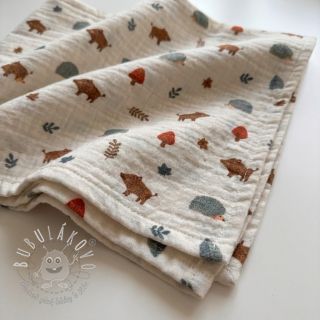 Dvojitá gázovina/mušelín Forest animals ORGANIC SIMPLY NATURAL