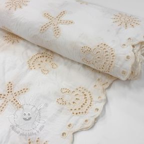 Bavlnená látka EMBROIDERY Sea ornaments white