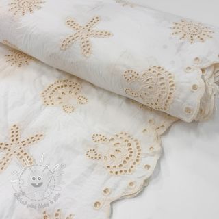 Bavlnená látka EMBROIDERY Sea ornaments white