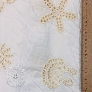 Bavlnená látka EMBROIDERY Sea ornaments white
