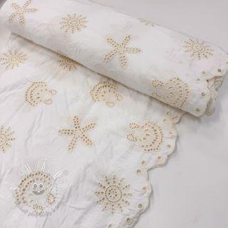 Bavlnená látka EMBROIDERY Sea ornaments white