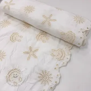 Bavlnená látka EMBROIDERY Sea ornaments white