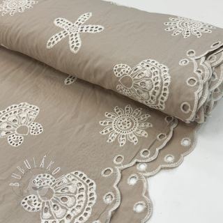 Bavlnená látka EMBROIDERY Sea ornaments natural