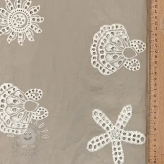 Bavlnená látka EMBROIDERY Sea ornaments natural