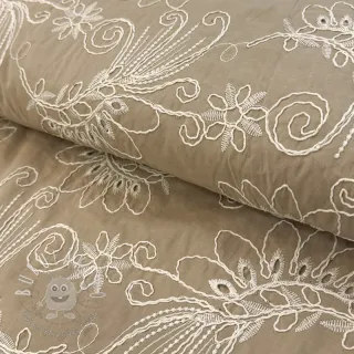 Bavlnená látka VOILE EMBROIDERY Kokka natural