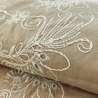Bavlnená látka VOILE EMBROIDERY Kokka natural