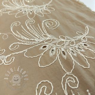 Bavlnená látka VOILE EMBROIDERY Kokka natural
