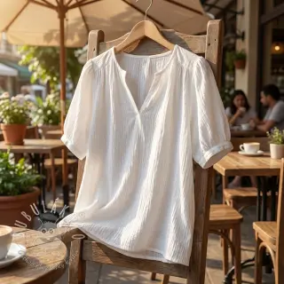 Bavlnená látka WASHED white