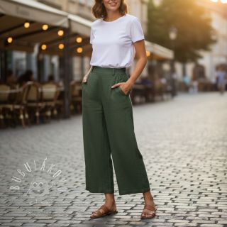 Bavlnená látka SLUB WASHED army green