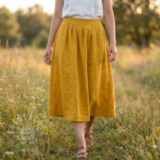 Bavlnená látka SLUB WASHED ochre