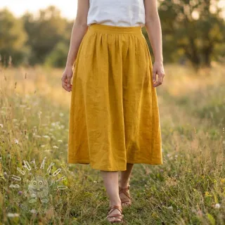 Bavlnená látka SLUB WASHED ochre