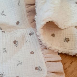 Dvojitá gázovina/mušelín Flowers SIMPLY NATURAL digital print ORGANIC