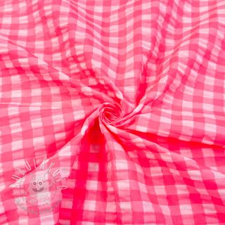 Bavlnená látka YARN DYED NEON BIG Checks pink