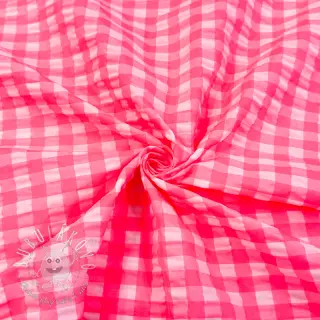 Bavlnená látka YARN DYED NEON BIG Checks pink