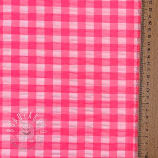 Bavlnená látka YARN DYED NEON BIG Checks pink