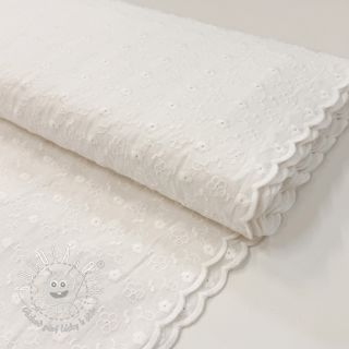 Bavlnená látka EMBROIDERY TWO-SIDE SCALLOP Verena white