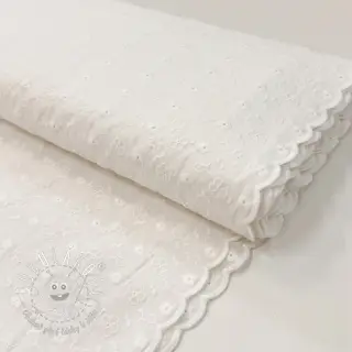 Bavlnená látka EMBROIDERY TWO-SIDE SCALLOP Verena white