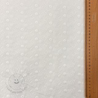 Bavlnená látka EMBROIDERY TWO-SIDE SCALLOP Verena white