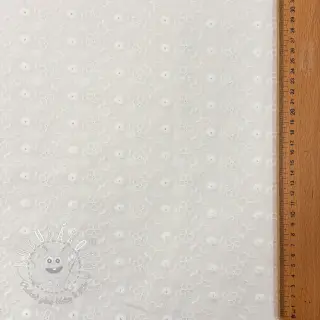 Bavlnená látka EMBROIDERY TWO-SIDE SCALLOP Verena white