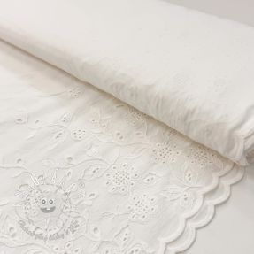 Bavlnená látka VOILE EMBROIDERY ONE-SIDE BORDER white