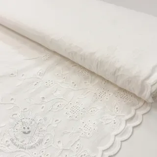 Bavlnená látka VOILE EMBROIDERY ONE-SIDE BORDER white