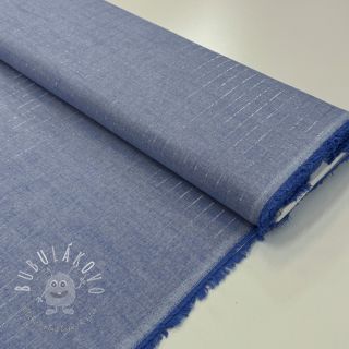 Bavlnená látka YARN DYED Stripes LUREX blue