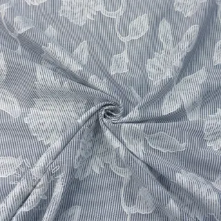 Bavlnená látka YARN DYED Stripes JACQUARD Flowers navy
