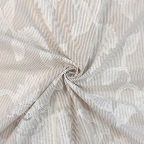 Bavlnená látka YARN DYED Stripes JACQUARD Flowers sand