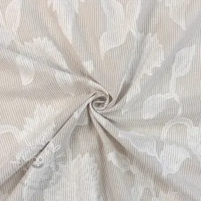 Bavlnená látka YARN DYED Stripes JACQUARD Flowers sand