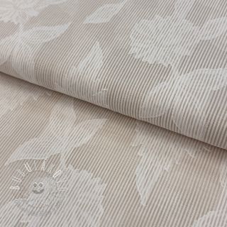 Bavlnená látka YARN DYED Stripes JACQUARD Flowers sand