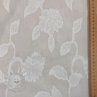 Bavlnená látka YARN DYED Stripes JACQUARD Flowers sand